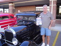 Mike Hibon shows off his Ram's Horn BOS for his beautiful 29 Ford