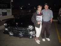 Jean & Gloria Oplinus's awesome 1949 Caddy fastback wins the SnS Cruisers Choice award.