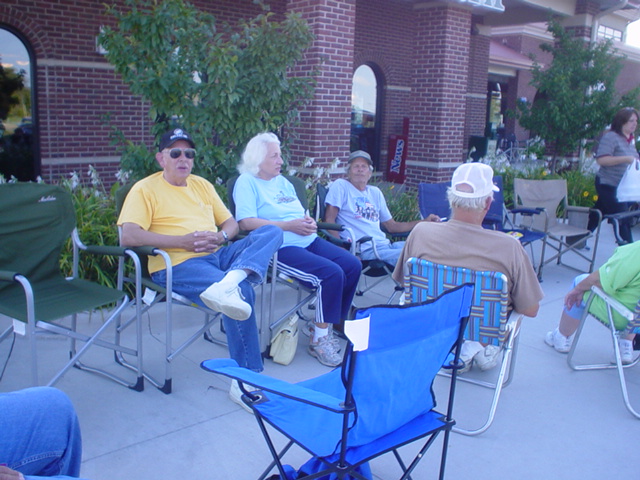 Tom & Jo Pfeiffer sit with the Ram's Horn east side gang.